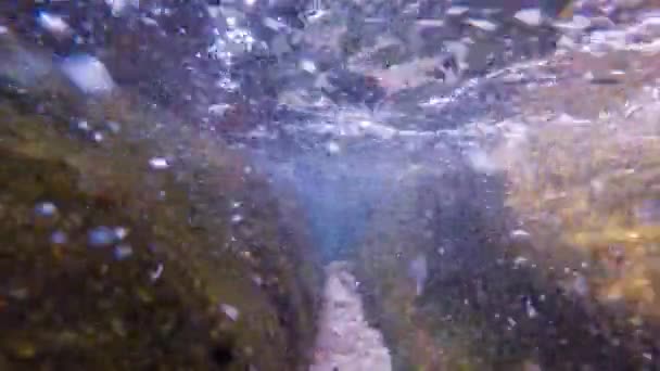 Rayos de sol rayos de sol bajo el agua. Inyección submarina de ecosistema y fondo oceánico en océano turquesa. — Vídeo de stock