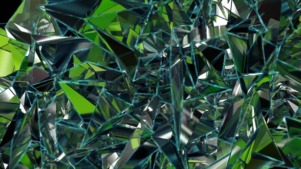 3-й изумрудно-зеленый фон, граненое стекло. 3D рендеринг — стоковое фото