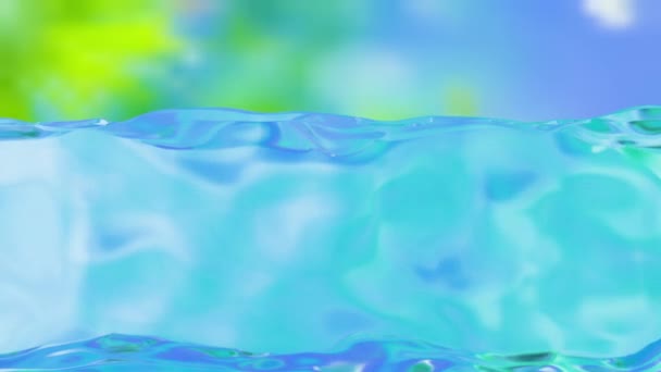 Bela superfície de água azul. Fundo abstrato renderização 3d com animação acenando de linha d 'água . — Vídeo de Stock