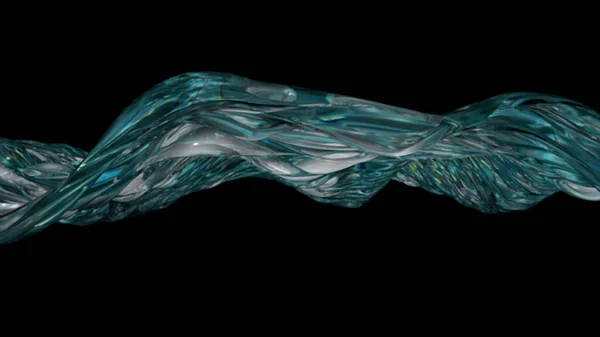 Onda d'acqua superficie trasparente con bolle, illustrazione 3D — Foto Stock