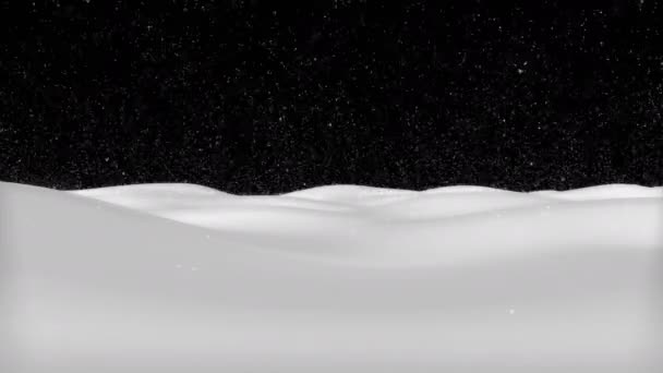 Lente Distorsión Nieve, nieve cayendo aislada sobre fondo negro en 4K para ser utilizada para componer, gráficos en movimiento — Vídeo de stock