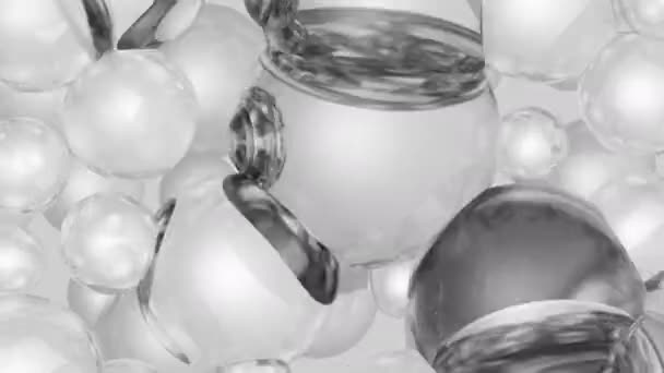 Glazen bollen roterende lus. Abstract wetenschap en medische achtergrond. 3D-weergave — Stockvideo