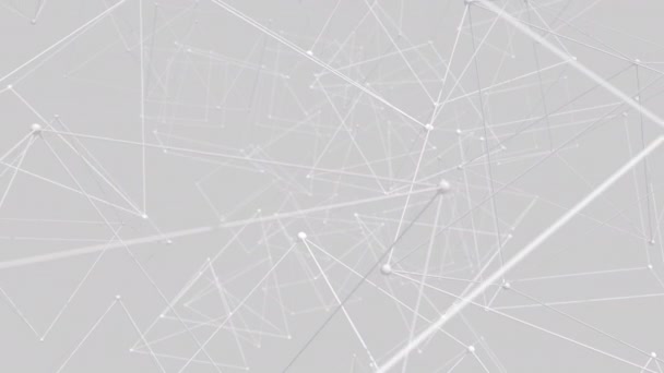 3D renderowanie abstrakcyjnego splotu czarno-białe geometryczne kształty animacji. Koncepcja sieci połączeń. Cyfrowe, komunikacyjne tło sieci technologicznej z ruchomymi trójkątami, liniami i kropkami. — Wideo stockowe