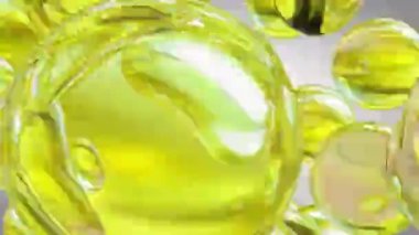 Suda yüzen yağ damlası. Soyut balon arkaplanı.