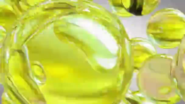 Gota de óleo flutuando na água. Fundo de bolha abstrato. — Vídeo de Stock