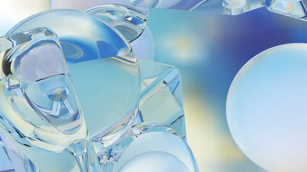 Leviterande vattendroppar. Bakgrund av vackra vattendroppar. 3D-rendering — Stockfoto