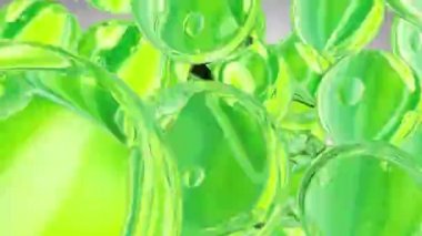 4K Yüksek kaliteli Su Damlaları, Yeşil zemine damlayan Yağmur Damlaları.