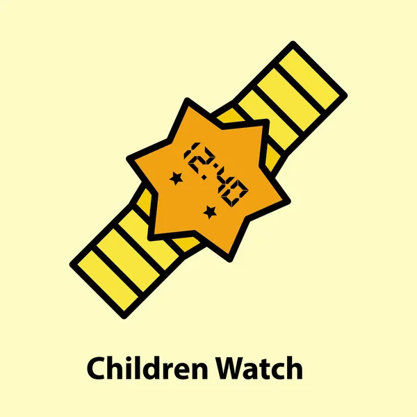 Linii ikonę zegarka dzieci — Wektor stockowy