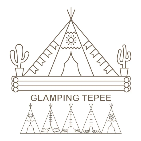 Tepee in linear — Stock Vector