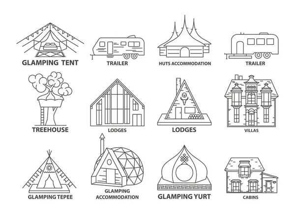 Glamping accomodation line icon — Stock Vector