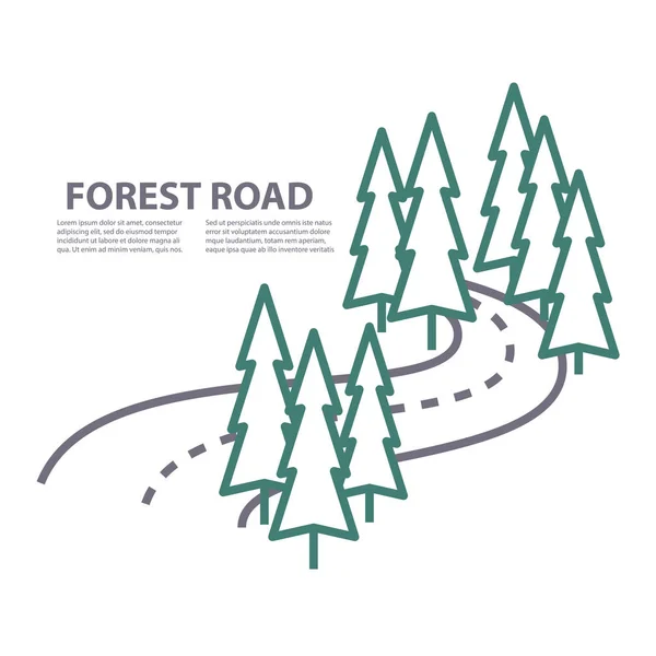 Vägen i skogen logotyp mall — Stock vektor