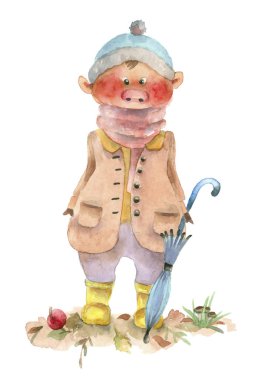 Sonbahar sevimli çocuk piglet ceket