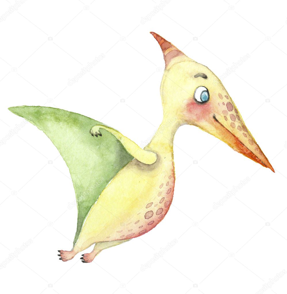 Watercolor dinosaurs Pterosaur