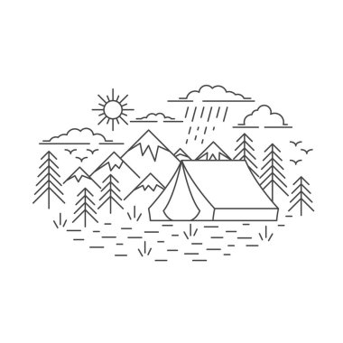 Düz çizgi tarzı seyahat afişi