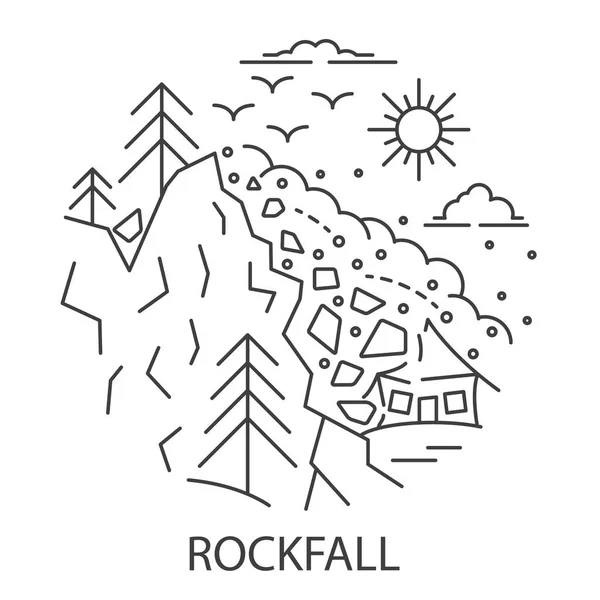 Desastre Natural de Rockfall —  Vetores de Stock