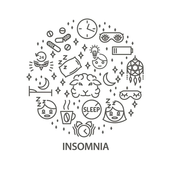 Insomnia line art banner — Stock Vector