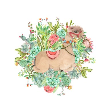 Çöl Alpaca Banner suluboya