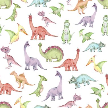 Suluboya dinozorlar desen