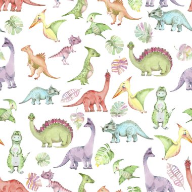 Suluboya dinozorlar desen