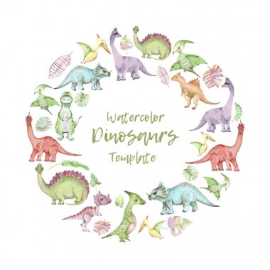 Suluboya dinozorlar şablonu