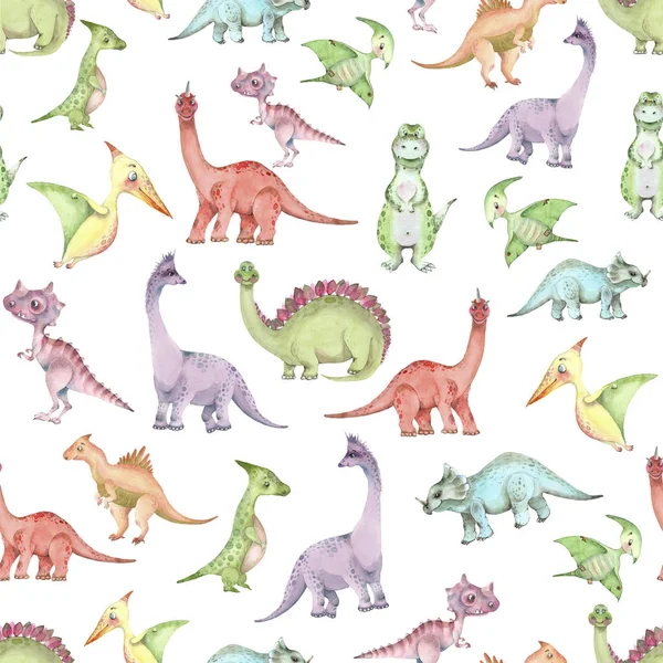 水彩恐竜パターン — ストック写真