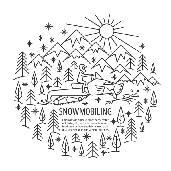 Snowmobiling tour template — Stock Vector