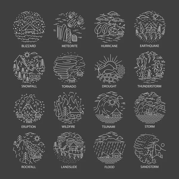 Natural disaster icons collection — Stock Vector