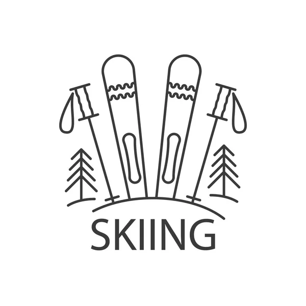 Mountains skiing line icon — Stock Vector