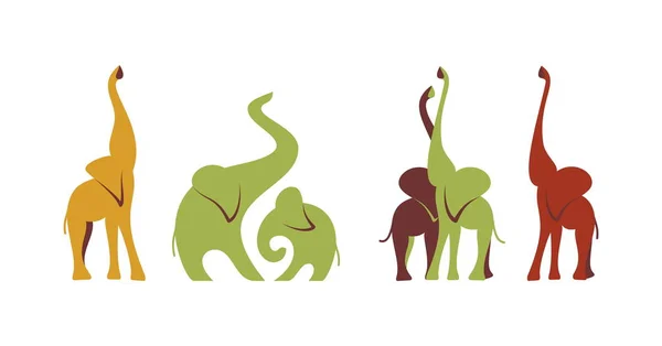Elefanti vettori africani — Vettoriale Stock