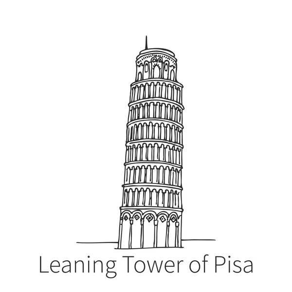 Torre inclinada de Pisa dibujo boceto — Vector de stock