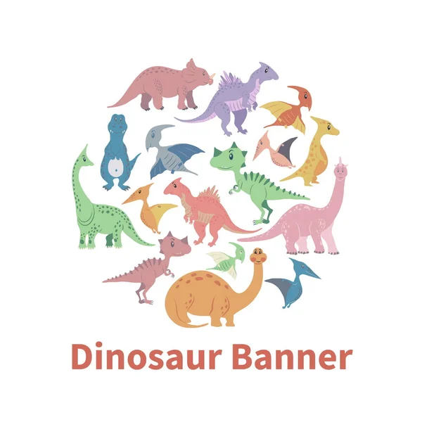 Bandiera dei dinosauri dei cartoni animati — Vettoriale Stock