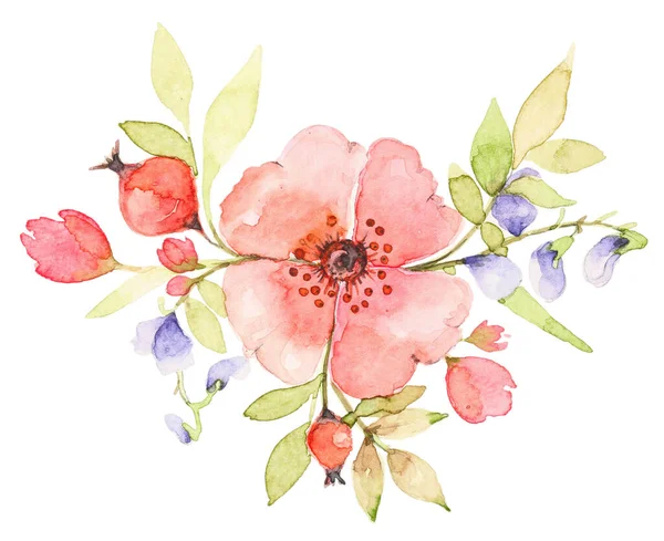 Watercolor bouquet of wildflowers — 图库照片