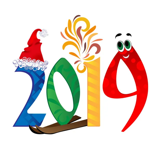 2019 Новый год на фоне красочного — стоковый вектор