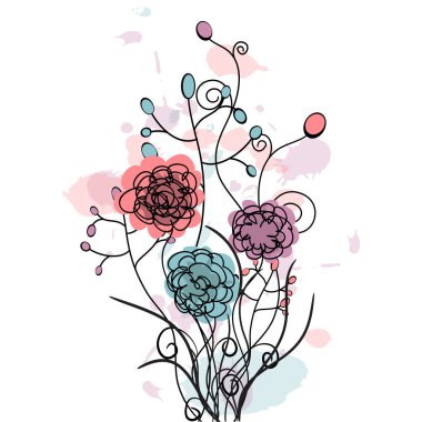 Şakayık çiçekler vektör illüstrasyon ve çizgi sanatı çizim