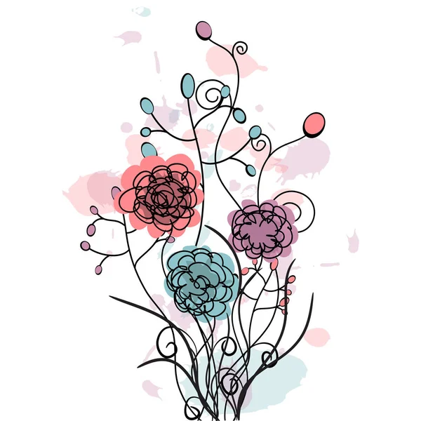 Fleurs pivoines dessin illustration vectorielle et art linéaire — Image vectorielle