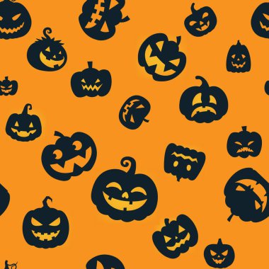 Turuncu arka planda siyah kabak deseni.
