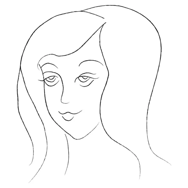 Линейный портрет девочки — стоковый вектор