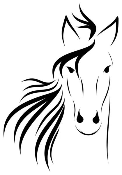 Linear Drawing Horse — Stock Vector