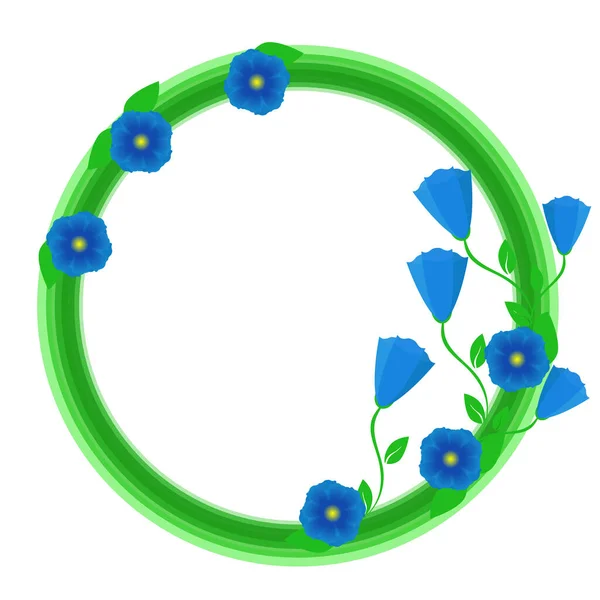 Cadre Vert Avec Fleurs Bleues — Image vectorielle