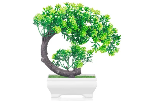Künstlicher Bonsai-Baum im Topf isoliert auf weiß — Stockfoto
