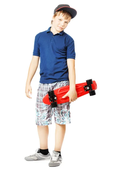 Αξιολάτρευτο έφηβος με skateboard — Φωτογραφία Αρχείου