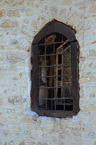 Janela Igreja Natividade Mosteiro Virgem Abençoada Cidade Melnik Bulgária — Fotografia de Stock