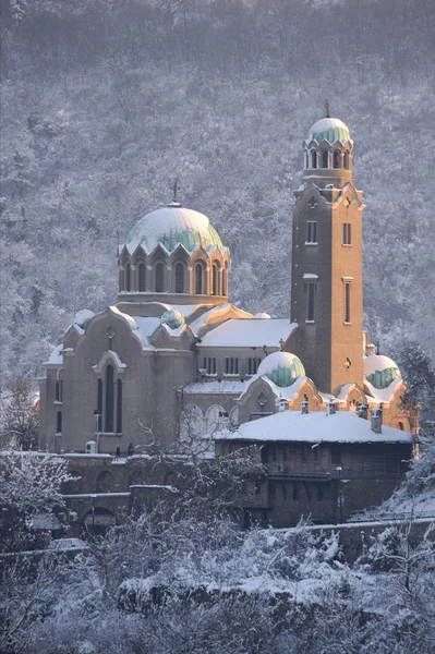 Veliko Tarnovo Bułgaria Grudnia 2018 Widok Narodzenia Maryi Kościół Zimie — Zdjęcie stockowe