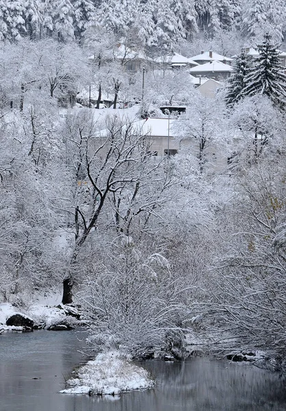 Widok Rzekę Yantra Zimą Ponury Dzień — Zdjęcie stockowe