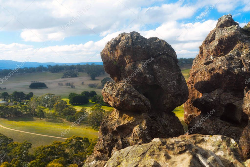 A photo of Hanging rock - popular tourist attraction in Macedon, Victoria, Australia.