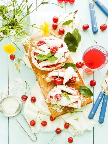 Torta Cereja Com Compota Cereja Doce Dof Rasa — Fotografia de Stock