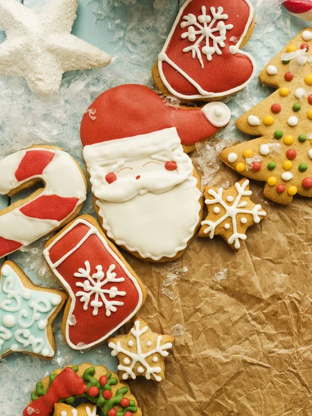 Χριστούγεννα Διακόσμηση Μελόψωμο Cookies Φόντο Ρηχά Dof — Φωτογραφία Αρχείου