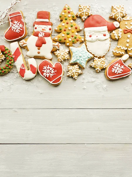 Christmas Dekorerade Pepparkakor Cookies Bakgrund Grunt Dof — Stockfoto