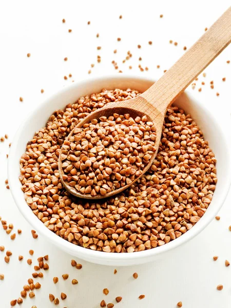 Bowl with buckwheat — Stock Photo, Image