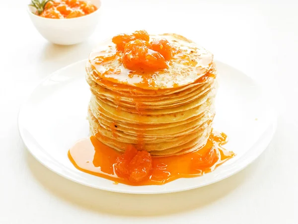 Pancakes with jam — Stock Photo, Image